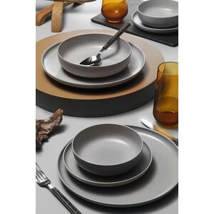 Imagine Serviciu de masa, Hermia, 719KTP9783, Portelan, Farfurie adâncă: 21 cm (2 bucăți), Gri
