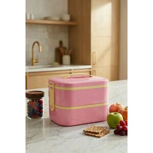 Imagine Cutie pentru pranz, Hermia, 721CBL1322, Inox, Izolat in vid, Roz pudra