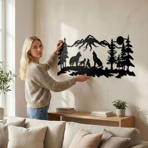 Imagine Decoratiune de perete, 5314, Metal, 100 x 44 cm, Negru