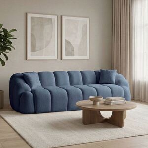 Imagine Canapea cu 4 locuri, Atelier del Sofa, 752EST2305, Lemn de carpen/PAL melaminat, Albastru navy