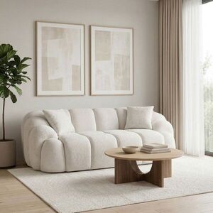 Imagine Canapea 2 locuri, Atelier del Sofa, 752EST2501, Lemn de carpen/PAL melaminat, Alb