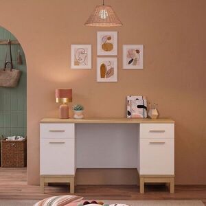 Imagine Birou, Hanah Home, Etto, 150x77.15x65 cm, PAL MELAMINAT, Lemn / Stejar alb