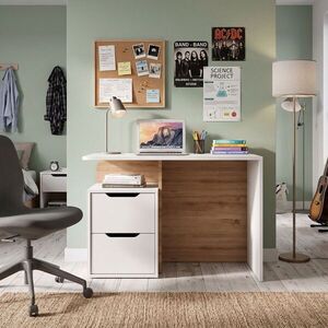 Imagine Birou, Hanah Home, New Options, 103.9x73.5x60 cm, PAL MELAMINAT, Crem / Stejar