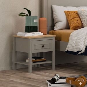 Imagine Noptiera, Hanah Home, Sento, 48.8x52.9x47.8 cm, PAL MELAMINAT, Gri / Stejar