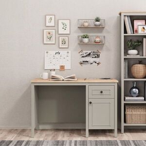 Imagine Birou, Hanah Home, Sento, 120x77.3x65 cm, PAL MELAMINAT, Gri / Stejar