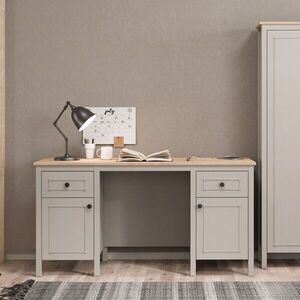 Imagine Birou, Hanah Home, Sento, 150x77.3x65 cm, PAL MELAMINAT, Gri / Stejar