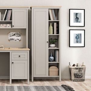 Imagine Corp biblioteca, Hanah Home, Sento, 71x179.5x39.5 cm, PAL MELAMINAT, Gri / Stejar