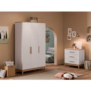 Imagine Dulap pentru haine, Hanah Home, Etto, 136x219.8x52.3 cm, PAL MELAMINAT, Lemn / Stejar alb