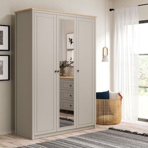 Imagine Dulap pentru haine, Hanah Home, Sento, 145.8x208.5x52.7 cm, PAL MELAMINAT, Gri / Stejar