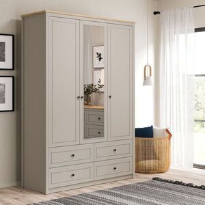 Imagine Dulap pentru haine, Hanah Home, Sento, 145.8x208.5x52.7 cm, PAL MELAMINAT, Gri / Stejar