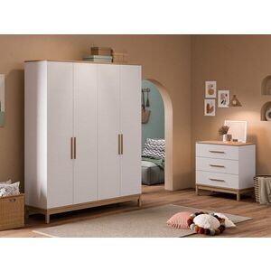 Imagine Dulap pentru haine, Hanah Home, Etto, 181.1x219.85x52.3 cm, PAL MELAMINAT, Lemn / Stejar alb