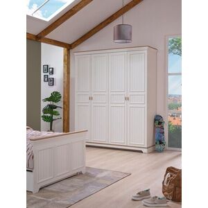 Imagine Dulap pentru haine, Hanah Home, Monte, 184.6x220x54.3 cm, PAL MELAMINAT, Crem / Stejar