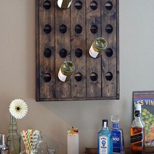Imagine Raft pentru sticle de vin, Hanah Home, Raf340, 49x70x9 cm, Lemn masiv, Lemn