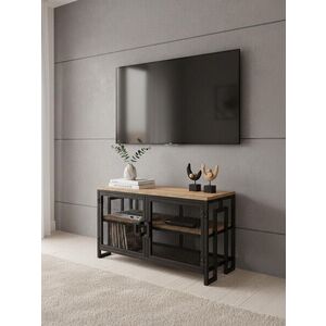 Imagine Comoda TV, Hanah Home, Zent, 90x54x30 cm, Metal;PAL, Pin Atlantic / Negru