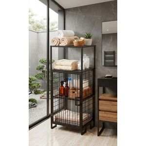Imagine Dulap multifunctional, Hanah Home, Vorn, 41.5x96x33 cm, CONSTRUCȚII METALICE, Negru