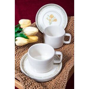 Imagine Set pentru ceai, Hermia, 858CMR2102, Portelan, Farfurie: 14 cm (2 bucăți), Multicolor