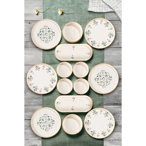 Imagine Set de mic dejun, Hermia, 430KSV1365, Ceramica, Platou: 25 x 11 x 3, 5 cm (2 bucăți), Multicolor