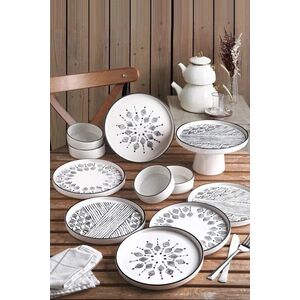 Imagine Set de mic dejun, Hermia, 430KSV1368, Ceramica, Suport de prezentare vertical: 19 x 19 x 11 cm (1 bucată), Alb/Negru