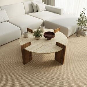 Imagine Masuta de cafea, Hanah Home, Avoure, 90x35x90 cm, PAL MELAMINAT, Travertin / Nuc