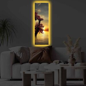 Imagine Tablou decorativ cu lumina LED, 3090KTLGDACT, PÂNZĂ DE POLIESTER, 30 x 90 cm, Multicolor