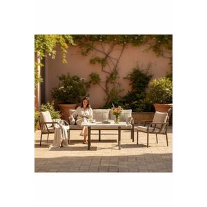 Imagine Set mobilier de gradina, Hanah Home, Nergiz Mermer 3+1+1, Metal, Bej