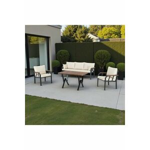 Imagine Set mobilier de gradina, Hanah Home, Nergiz 3+1+1, Metal, Bej