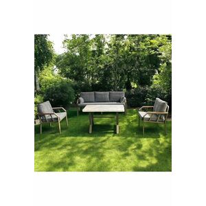 Imagine Set mobilier de gradina, Hanah Home, Nergiz Mermer 3+1+1, Metal, Gri