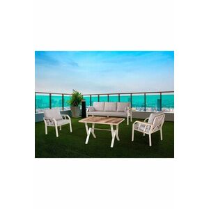 Imagine Set mobilier de gradina, Hanah Home, Nergiz 3+1+1, Metal, Maro