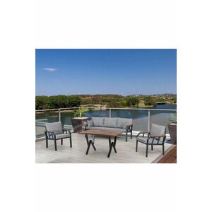 Imagine Set mobilier de gradina, Hanah Home, Nergiz 3+1+1, Metal, Gri