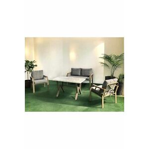 Imagine Set mobilier de gradina, Hanah Home, Nergiz 2+1+1, Metal, Miere / Gri