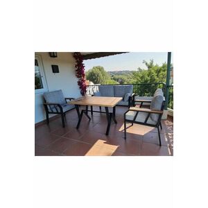 Imagine Set mobilier de gradina, Hanah Home, Nergiz 2+1+1, Metal, Gri