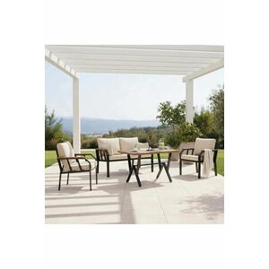 Imagine Set mobilier de gradina, Hanah Home, Nergiz 2+1+1, Metal, Bej