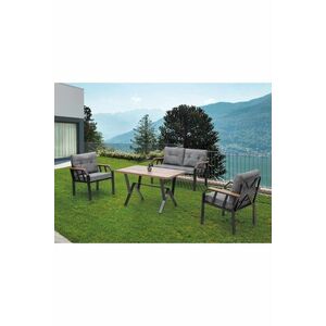 Imagine Set mobilier de gradina, Hanah Home, Nergiz 2+1+1, Metal, Gri