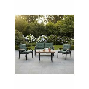 Imagine Set mobilier de gradina, Hanah Home, Nergiz 2+1+1, Metal, Verde/Negru