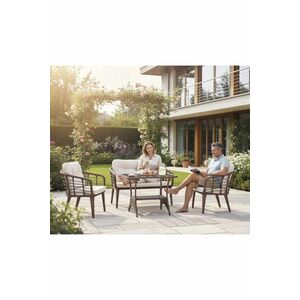 Imagine Set mobilier de gradina, Hanah Home, Manolya, ALUMINIU, Maro / Crem