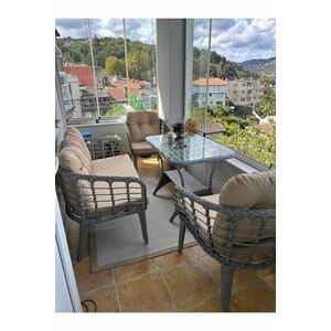 Imagine Set mobilier de gradina, Hanah Home, Manolya, ALUMINIU, Bej / Gri
