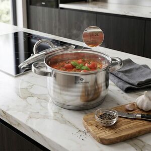 Imagine Cratita cu capac Blaumann, Gourmet, BL-1007W, 18 cm, 3.2L, inox, argintiu