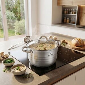 Imagine Oala cu capac Blaumann, Gourmet, BL-1008A, 20 cm, 4.3L, inox, argintiu