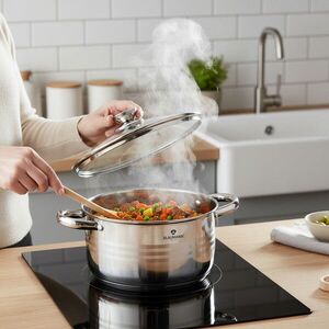 Imagine Oala cu capac Blaumann, Gourmet, BL-1020A, 20 cm, 3.8L, inox, argintiu