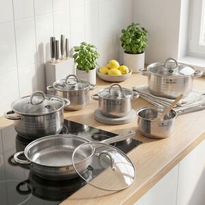 Imagine Set de gatit 12 piese, Blaumann, Gourmet Jumbo, inox, argintiu