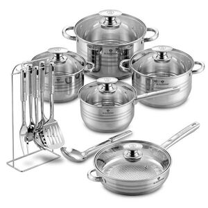 Imagine Set de gatit 17 piese, Blaumann, Gourmet, inox, argintiu