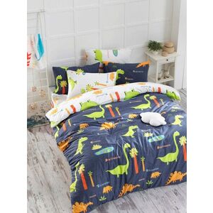 Imagine Lenjerie de pat dubla, L'essentiel Maison, Dinolar, White / Dark Blue / Green / Orange / Yellow