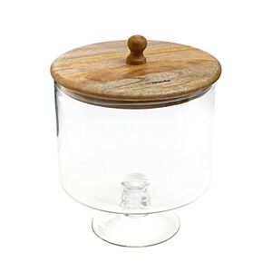 Imagine Bol pentru servire cu capac Wood Colony, Homla, 18x24 cm, sticla/lemn, transparent/natur