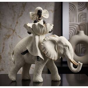 Imagine Statueta / figurina decorativa, Mauro Ferretti, African Woman on Elephant, 29x13x29 cm, polirasina, nisip