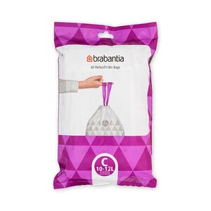 Imagine Set 40 saci de gunoi, Brabantia, PerfectFit, marimea C, 10-12 L, nailon, alb