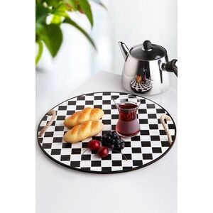 Imagine Tava pentru servire, Hermia, 283PLN1106, Dimensiuni: 34, 5 x 34, 5 x 0, 5 cm, Alb/Negru