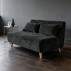 Imagine Canapea extensibila 2 locuri Solace, Homla, 140x94x84 cm, MDF/catifea din poliester, negru