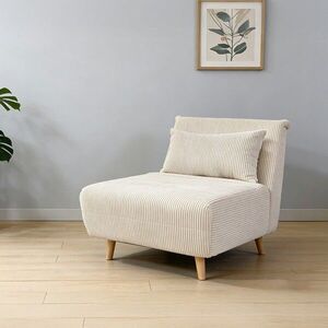 Imagine Canapea extensibila 1 loc Solace, Homla, 83x91x84 cm, MDF/catifea din poliester, ecru