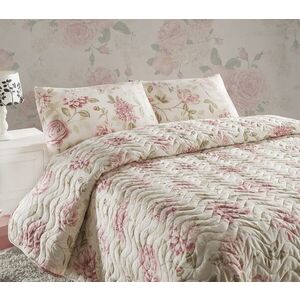 Imagine Set cuvertura matlasata Single 160x220 cm, 2 piese, L'essentiel Maison, Care, Bumbac;Poliester , Roz / Ecru / Bej