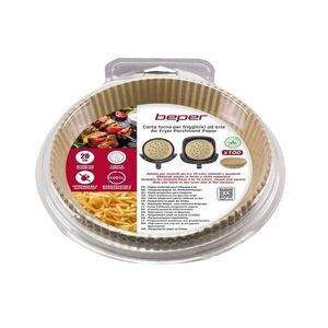 Imagine Protectie rotunda pentru Air Fryer, Beper, 20 cm, hartie pergament, maro